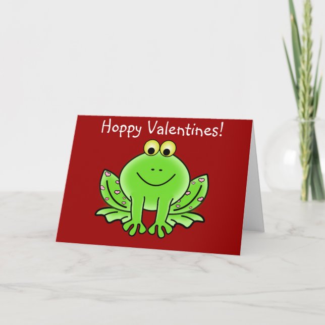 Cartão De Festividades Love Frog Funny Greeting: Hoppy Valentine's Day (Frente)