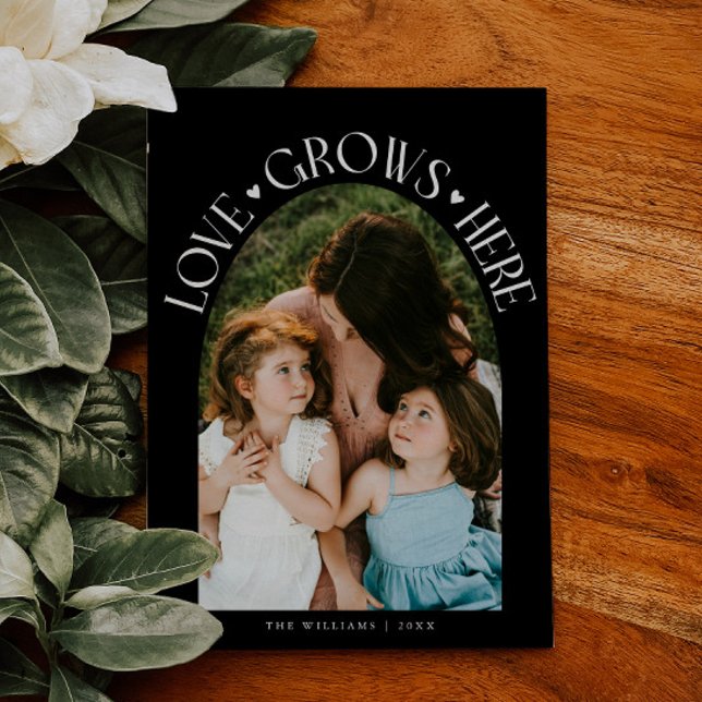 Cartão De Festividades Love Grows Here Black Arch Valentines Day (Criador carregado)
