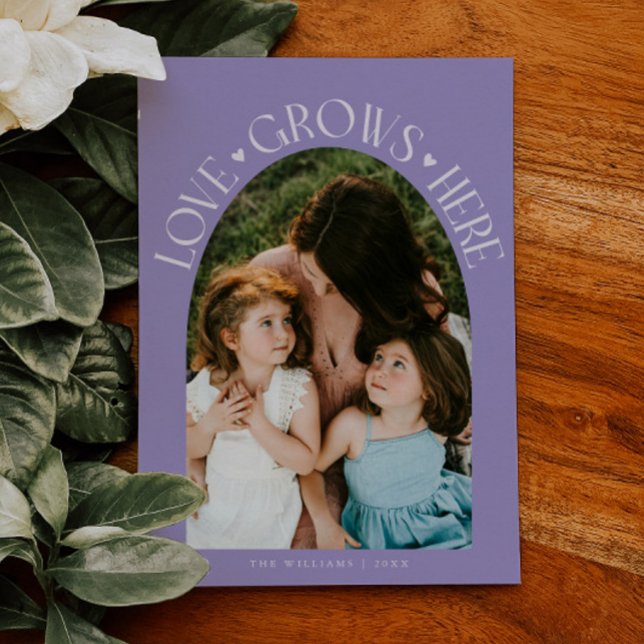 Cartão De Festividades Love Grows Here Lilac Arch Valentines Day (Criador carregado)