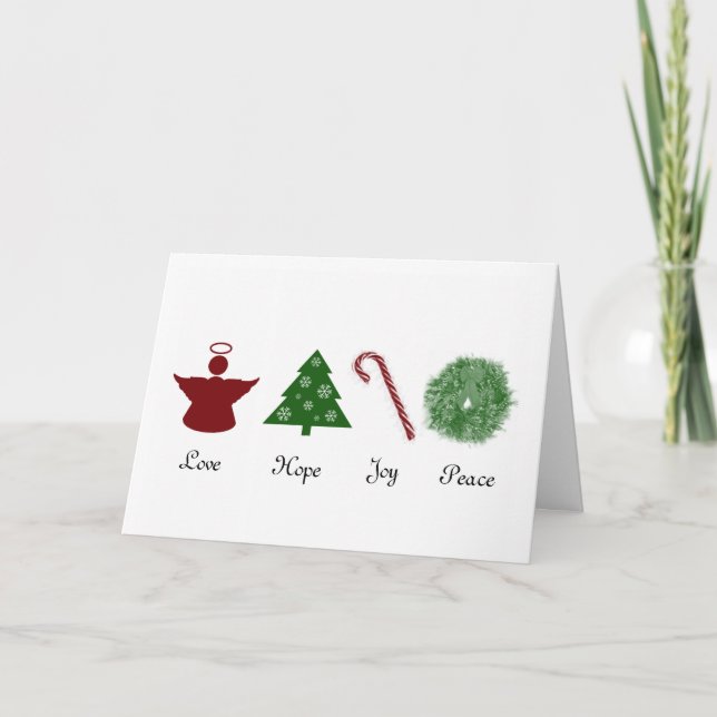 Cartão De Festividades Love Hope Joy Peace Christmas Card (Frente)