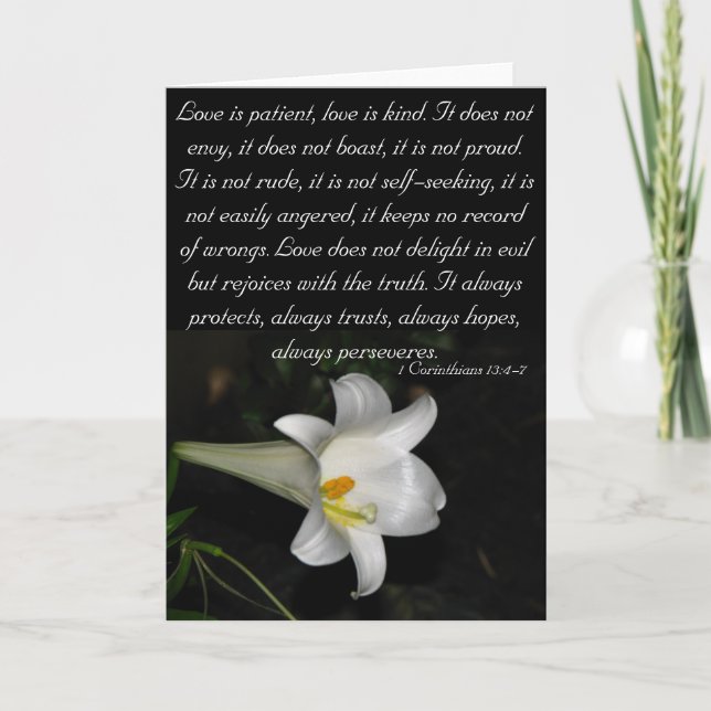 Cartão De Festividades Love is patient... (Frente)