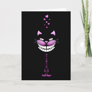 Cartão De Festividades Love Kitty. Cute pink smiling cheshire cat