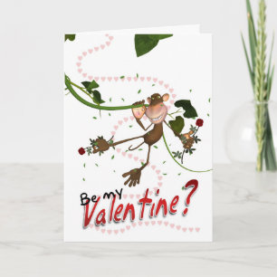 Cartão De Festividades Love Monkey Dia de os namorados Card - Seja meu Na