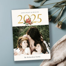 Love Peace Health Poinsettia Bunch Gold 2023 Photo