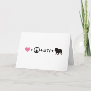 Cartão De Festividades Love Peace Joy English Bulldog