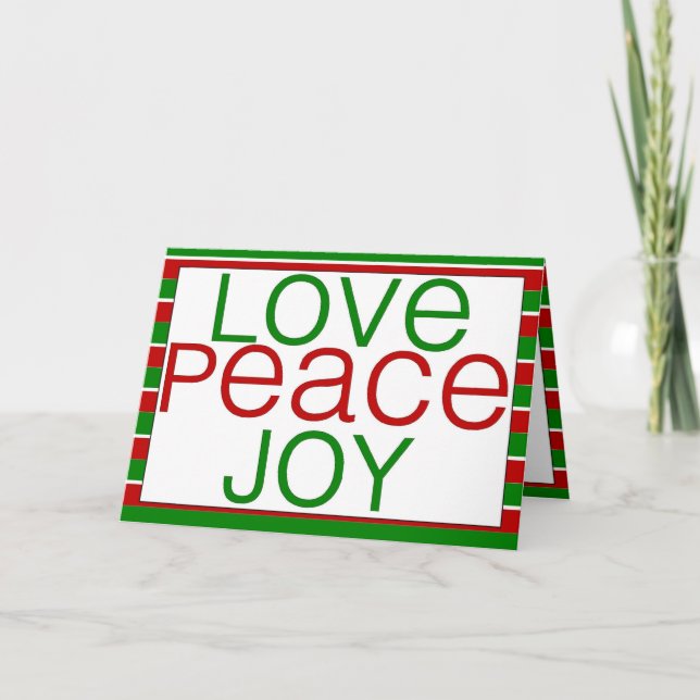 Cartão De Festividades love, peace, joy holiday card (Frente)