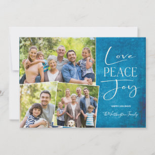 Cartão De Festividades Love Peace Joy Modern Elegant Family Photo Holida