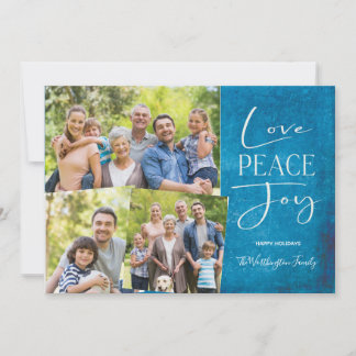 Cartão De Festividades Love Peace Joy Modern Elegant Family Photo Holida