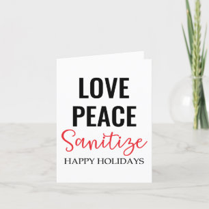 Cartão De Festividades Love Peace Sanitize   Férias Frio e Gripe
