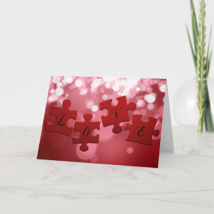 Cartão De Festividades Love Script Puzzle Pieces