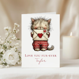 Cartão De Festividades Love You Fur-Ever Cute Kitten Valentine Folded
