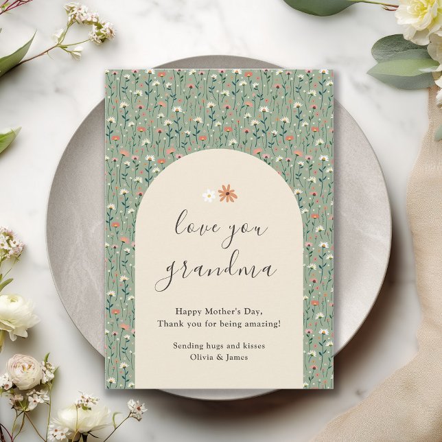 Cartão De Festividades Love You Grandma Sage Green Mother's Day Card (Criador carregado)