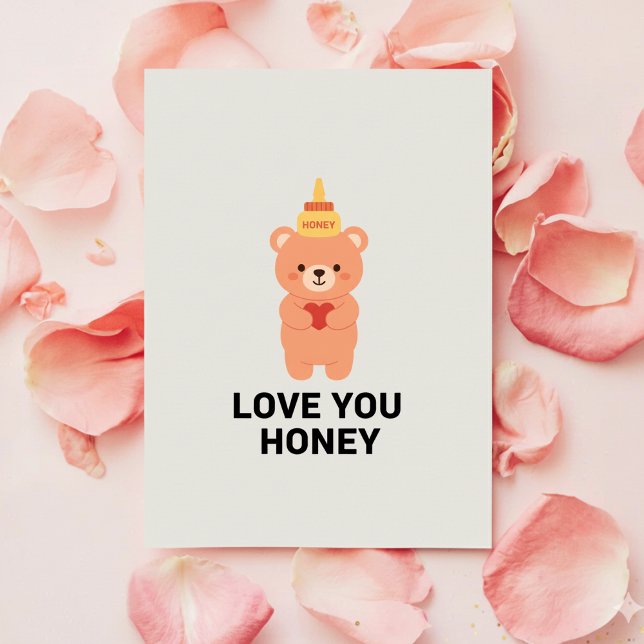 Cartão De Festividades Love You Honey Minimalist Valentine Love Card (Criador carregado)