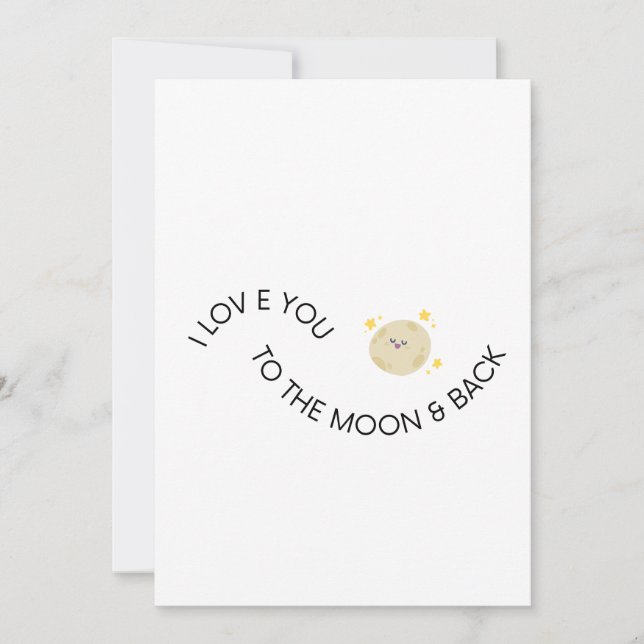 Cartão De Festividades Love You to Moon and Back Cute Minimal Valentine (Frente)