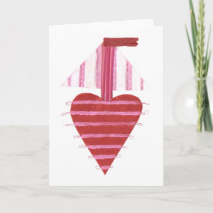 Cartão De Festividades Loveheart Boat No Background Greeting Card