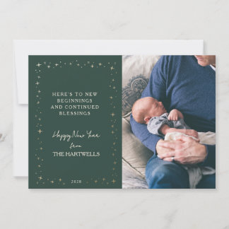 Cartão De Festividades Lovely Forest Green Starry New Year Photo