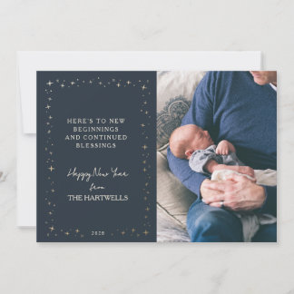 Cartão De Festividades Lovely Navy Starry New Year Photo