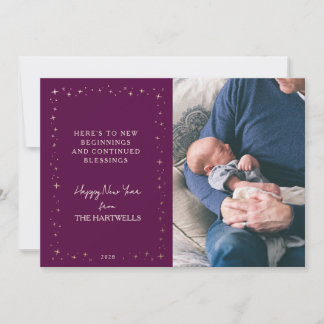 Cartão De Festividades Lovely Plum Starry New Year Photo