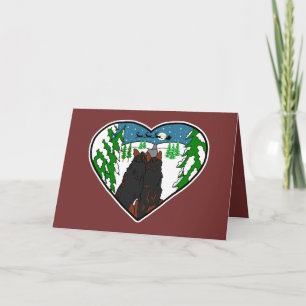 Cartão De Festividades Loving Dog Couple Cute Merry Christmas Santa
