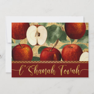 Cartão De Festividades L'Shanah Tovah Rosh Hashanah Maçãs Vermelhas Vinta
