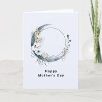 Lua Crescente Azul com Flores Brancas Dia das Mães