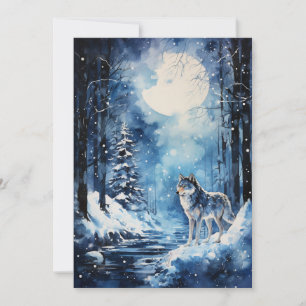 Cartão De Festividades Lua de Inverno do Lobo