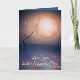 Cartão De Festividades Lua e Estrelas o amam romântico dobrado