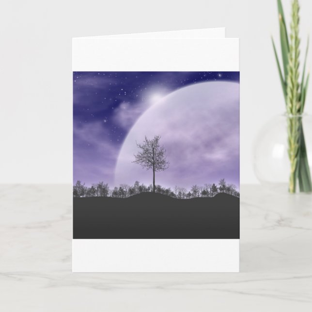 Cartão De Festividades Lua Luz Estrelas Árvores Céus Personalizam (Frente)