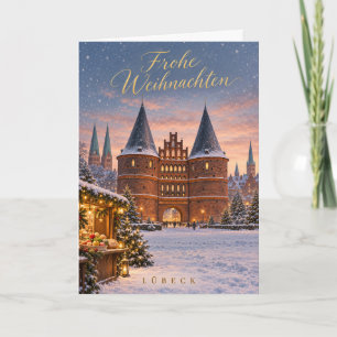 Cartão De Festividades Lübeck Holstentor Feliz Natal