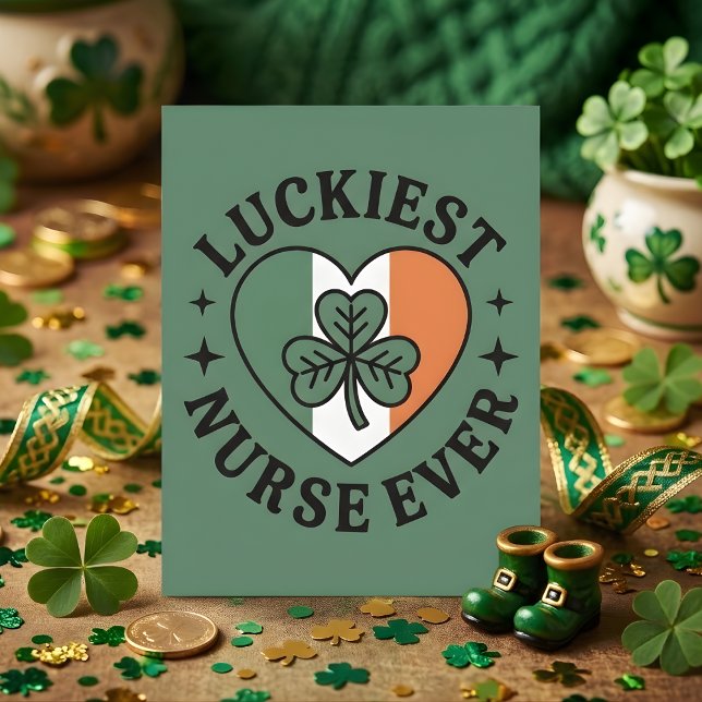 Cartão De Festividades Luckiest Nurse Ever Irish Shamrock Art (Criador carregado)