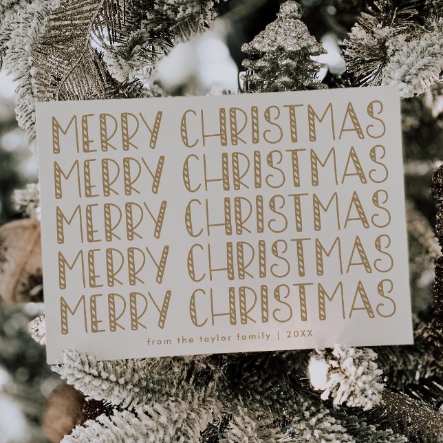 Cartão De Festividades LUCY Dourada Festa de Diversão Feliz Natal (LUCY Gold Cute Fun Family Merry Christmas Holiday Card)