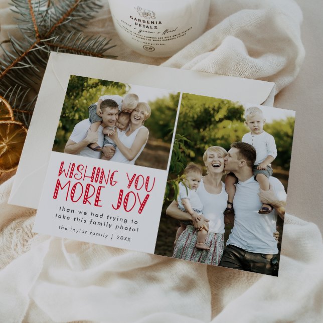 Cartão De Festividades LUCY Red Única Foto da Família Divertida Engraçada (LUCY Red Unique Fun Family Photo Funny Christmas Holiday Card)