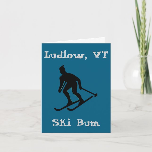 Cartão De Festividades Ludlow, VT Green Mountain Ski Bum (Esqui Vermont) (Frente)