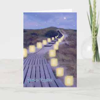 Cartão De Festividades Luminarias no caminho da praia