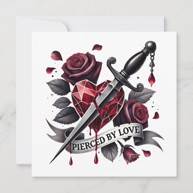 Cartão De Festividades Lupercalia Gothic Heart & Sword Valentine's (Frente)