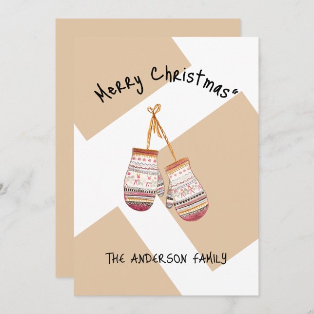 Cartão De Festividades Luvas de inverno de campo giro Feliz Natal (Frente/Verso)