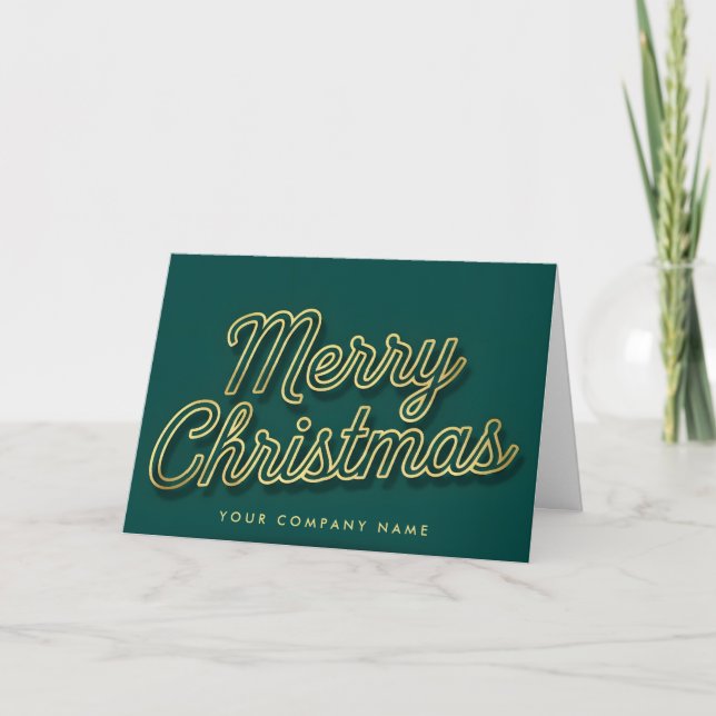 Cartão De Festividades Luxe Gold Outline Script Merry Christmas (Frente)