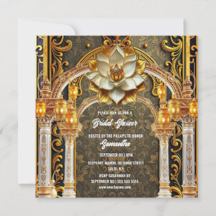 Cartão De Festividades Luxo Mehndi Templo Indiano Lótus Chuveiro de Noiva