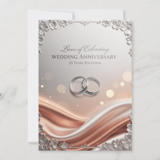 Cartão De Festividades Luxury 25th Wedding Anniversary Card – Elegant Sil