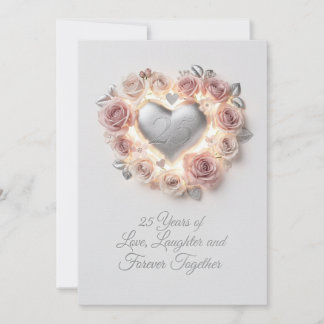Cartão De Festividades Luxury 25th Wedding Anniversary Card – Romantic 