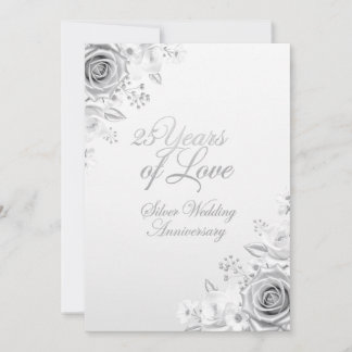 Cartão De Festividades Luxury Floral 25th Wedding Anniversary Card