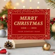 Luxury Red & Antique-Gold Business Merry Christmas
