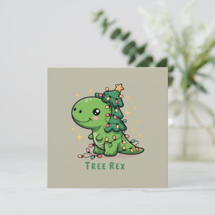 Cartão De Festividades Luz de Dinossauro de Natal Festa Divertida Árvore 
