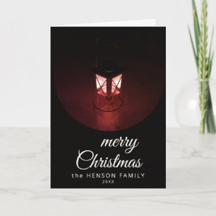 Cartão De Festividades Luz de Velha Lanterna Feliz Natal Família