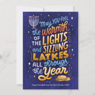 Cartão De Festividades Luz e Latkes Hanukkah Sem Foto