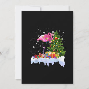 Cartão De Festividades Luzes de árvore de Natal de flamingo