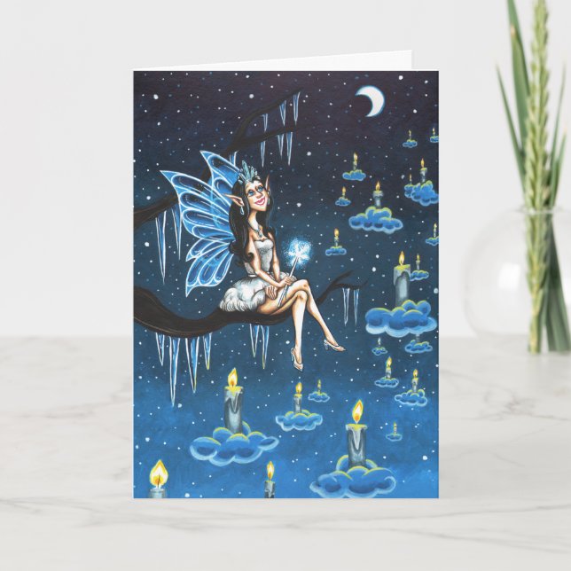 Cartão De Festividades Luzes de Fadas de Inverno (Frente)