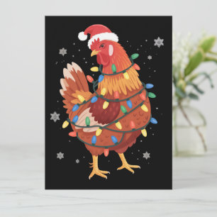 Cartão De Festividades Luzes de Natal Árvore de Natal Galinha Animal de F