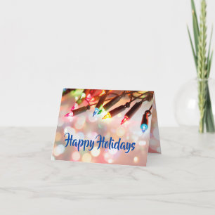 Cartão De Festividades Luzes de Natal com efeito bokeh multicoloridas
