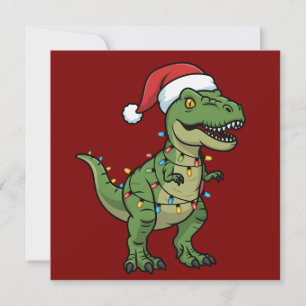 Cartão De Festividades Luzes de Natal de Dinossauro Espírito de Festa Fes